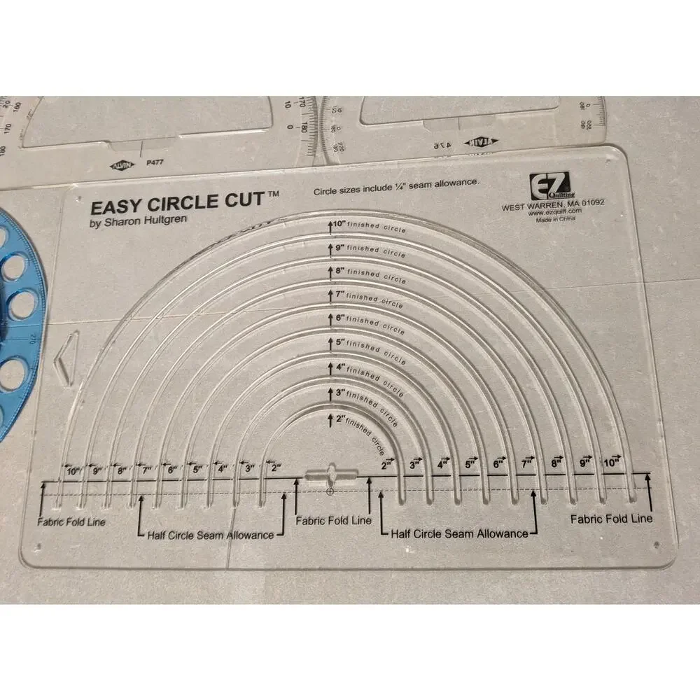EZ Quilting Easy Circle Cut Ruler EK Success Circle Maker Protractor Templates 5